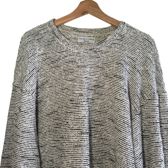 MADEWELL TEXTURE & THREAD BUBBLE SLEEVE TEXTURED LONG SLEEVE TOP WHITE BLACK - Picture 3 of 5
